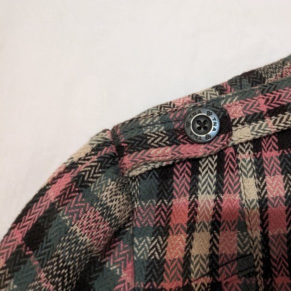 TNA Plaid shrug jacket, size medium (M), blue/green, pink, tan, short sleeves - Picture 5 of 9